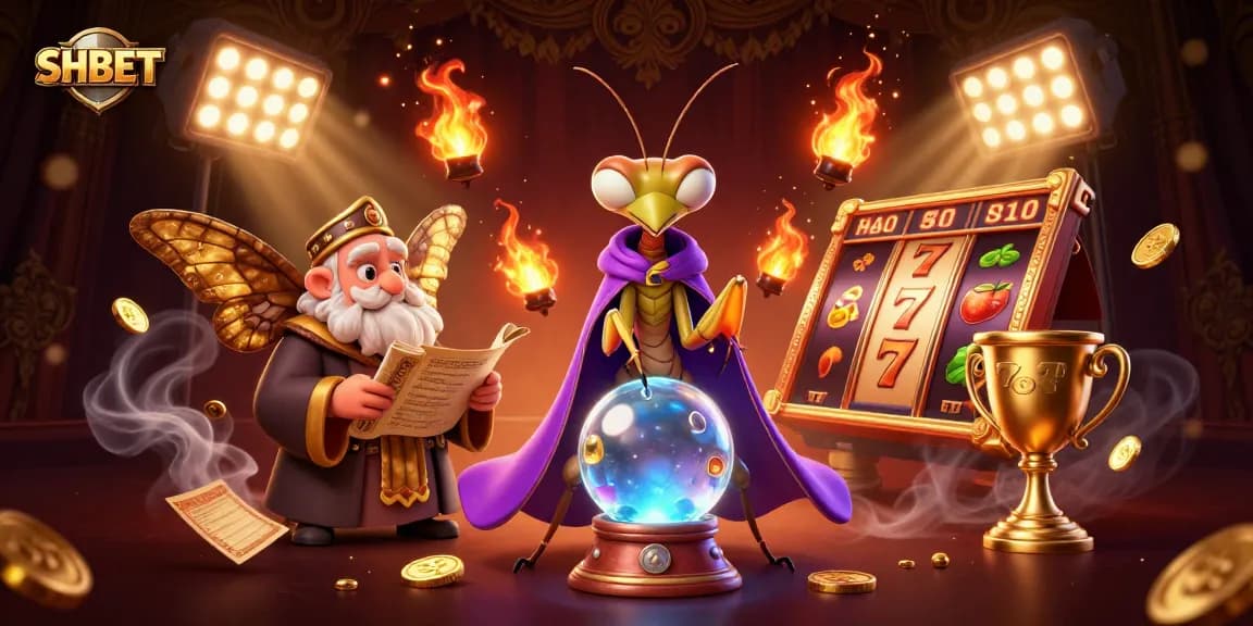 Playing slots at SHBET with mystical elements, showcasing vibrant characters and casino action.