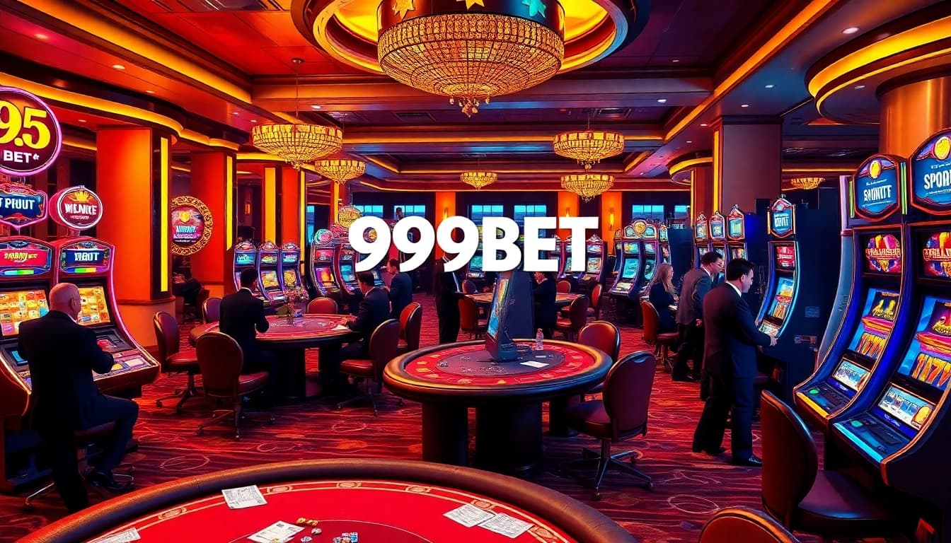 Experience the thrilling gameplay at 999BET with vibrant slot machines and engaged players.