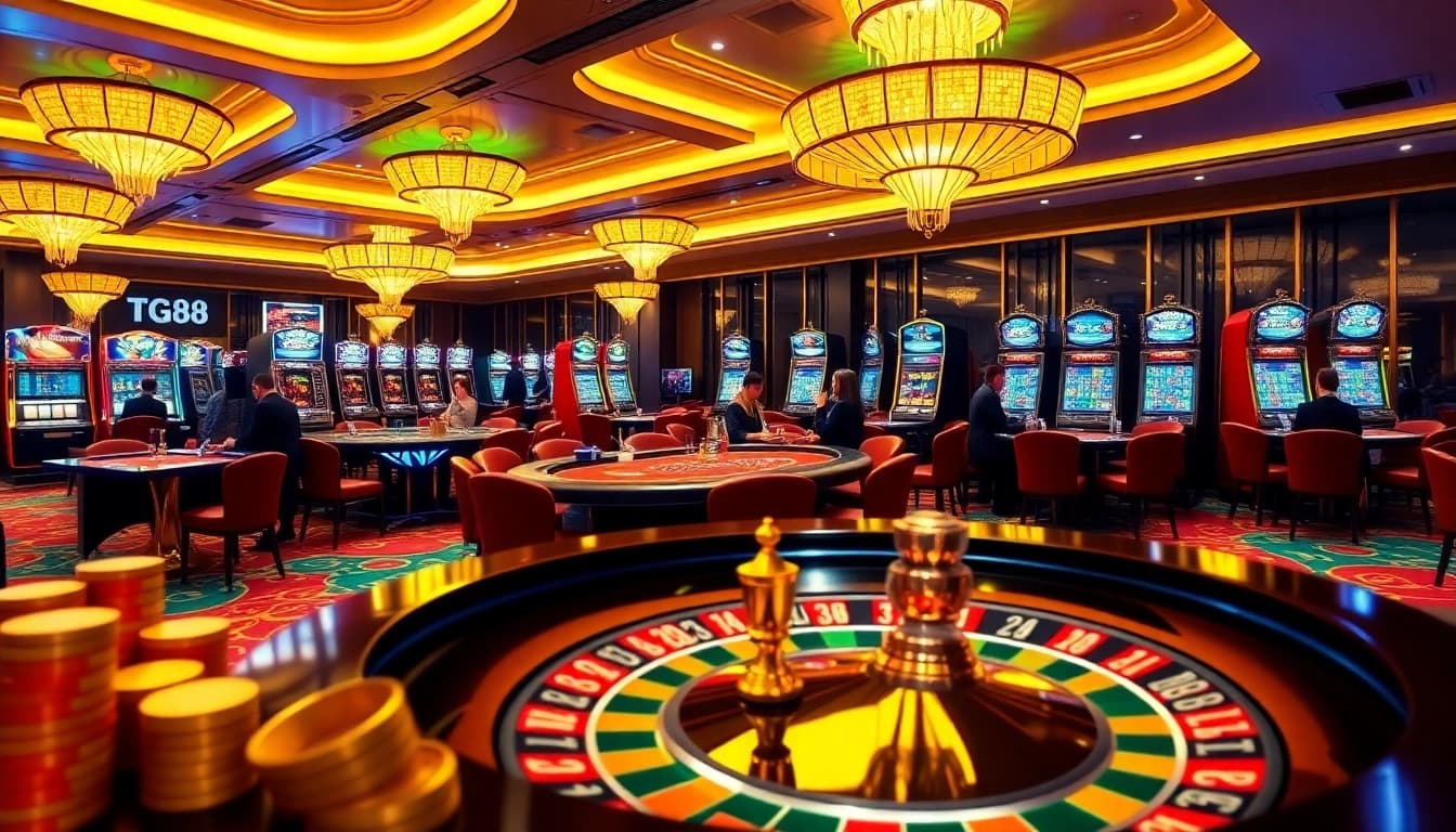Experience the excitement of TG88 casino with vibrant gaming tables and thrilling gameplay.