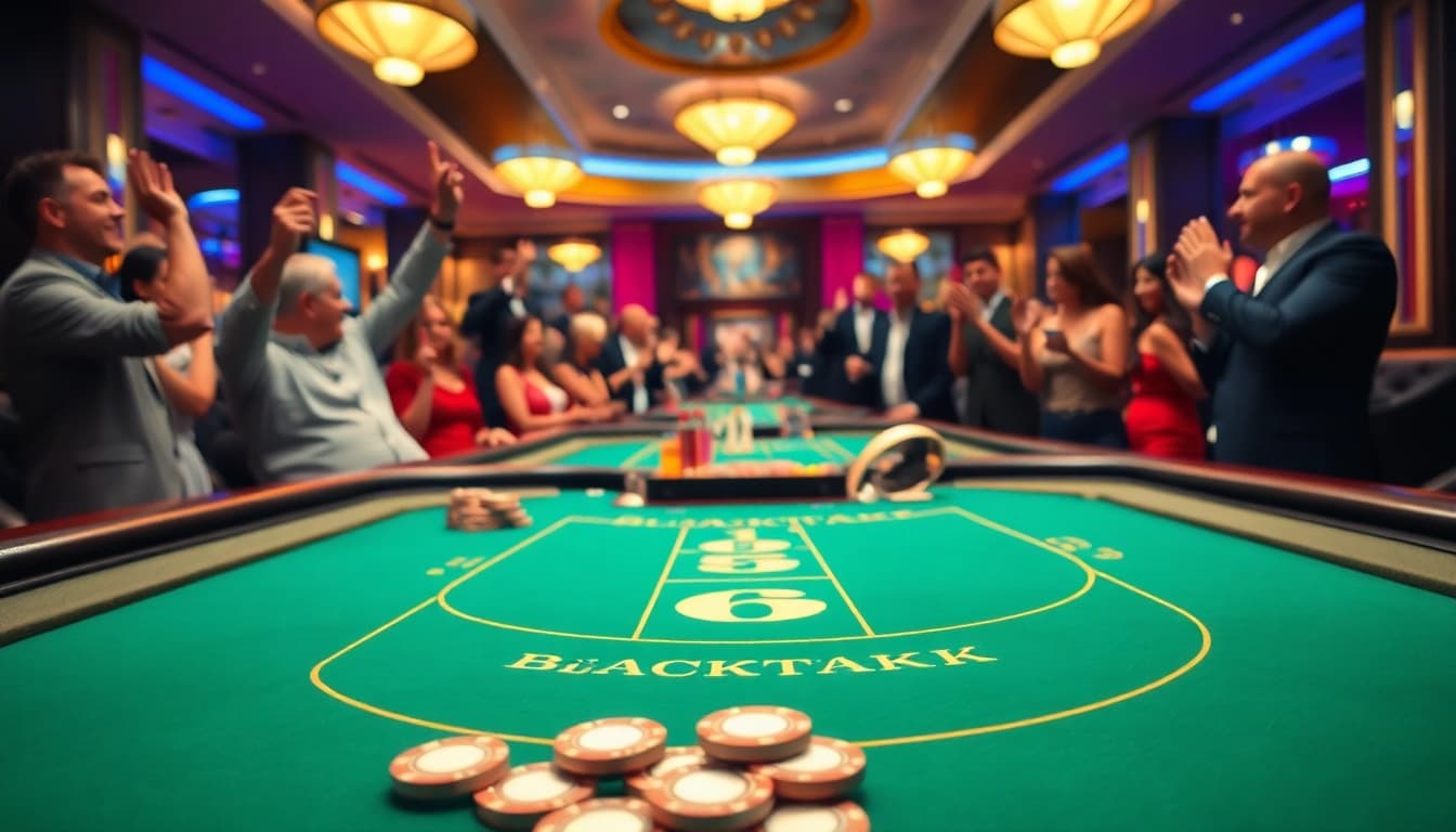 Experience the excitement of casino gaming at citinow sg with a lively blackjack table setup.
