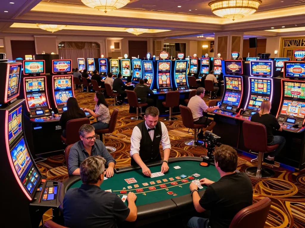 Players at CM88 casino enjoying poker and slot games, celebrating wins in an engaging atmosphere.