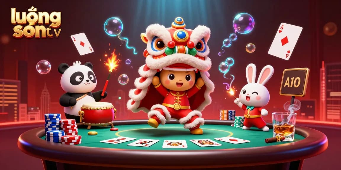 Experience exhilarating gameplay at lương sơn tv with the lion dance and vibrant poker action.