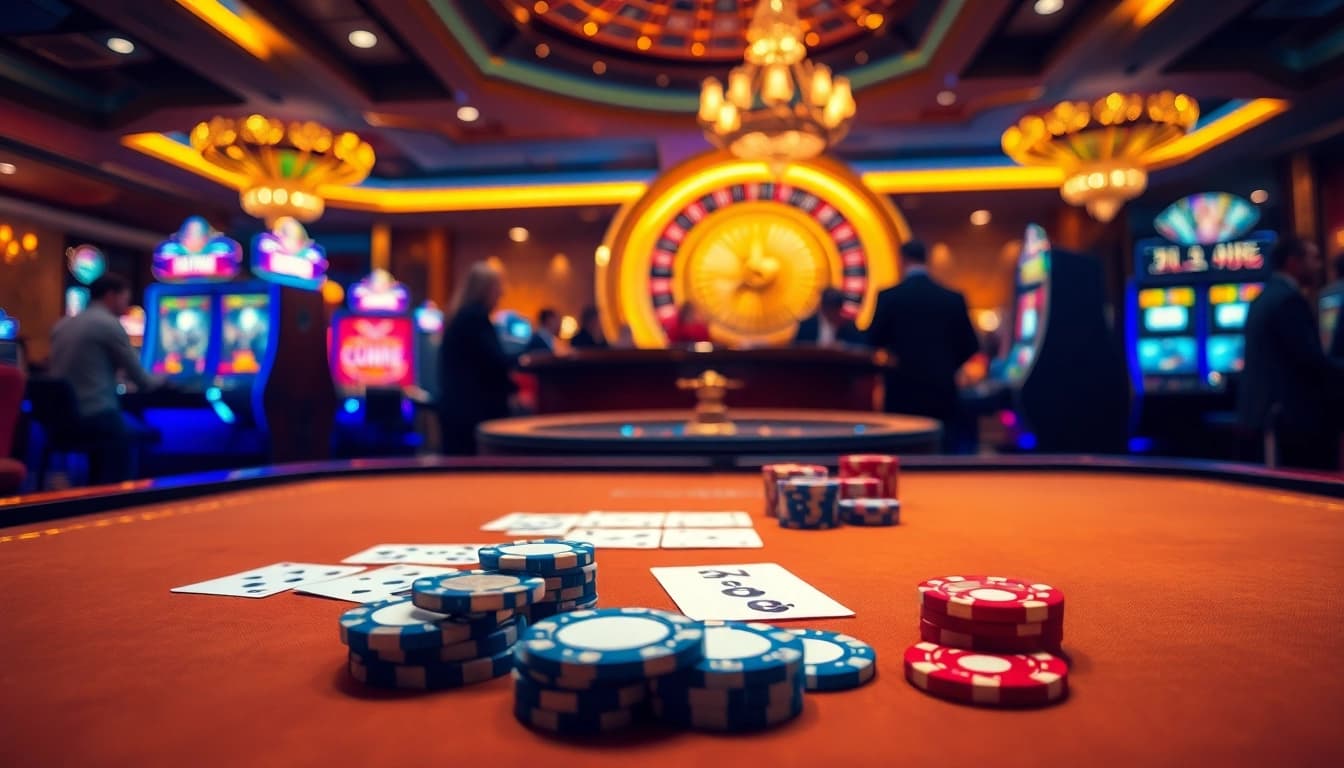 Experience the thrill of winning at 8kbet with vibrant casino games and poker chips.