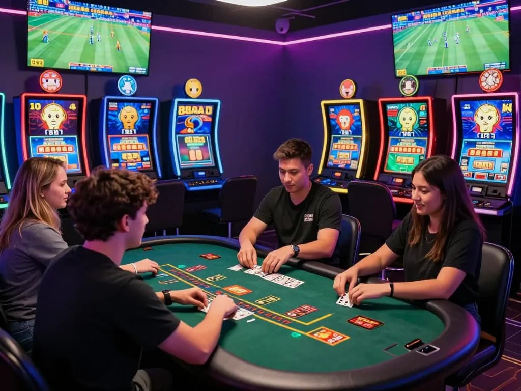 Players enjoying games on 88aa com in a vibrant online environment with neon lights and celebrations.