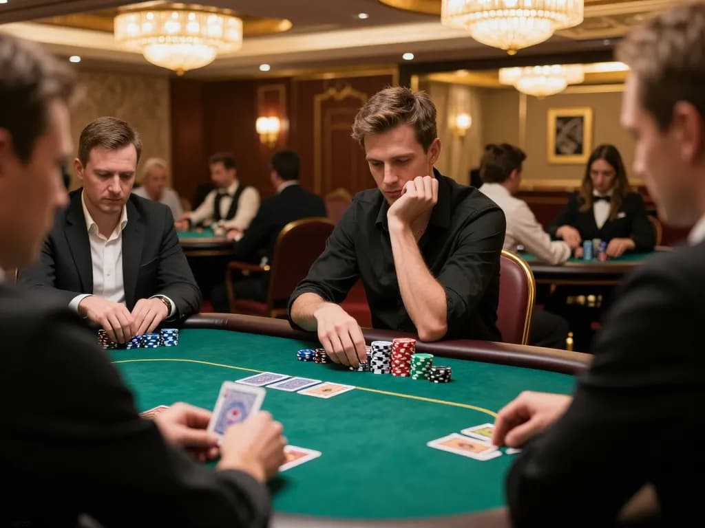 Players engaged in a strategic poker game at https://c168marketing.com/ showcasing high-stakes tension and luxury atmosphere