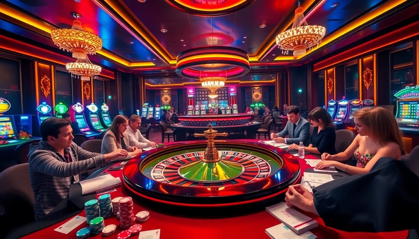 Exciting roulette gameplay and vibrant casino atmosphere at win55wc.com with elegant decor.