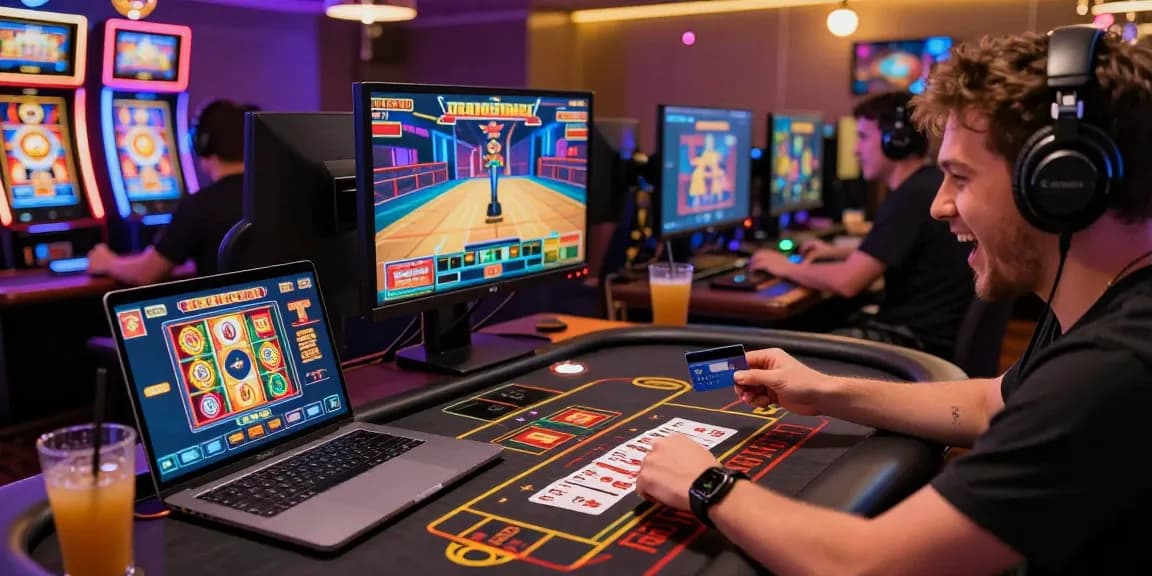 Credit card casinos UK player making instant deposits at online games with engaging atmosphere