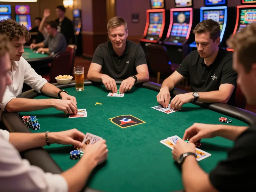 TWIN68 poker game in action, players engaged and strategizing during a high-stakes match in a luxurious casino