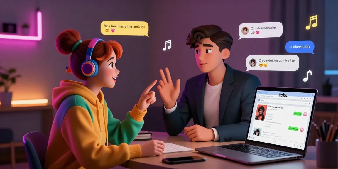 Dynamic NSFW chat scene showcasing vibrant avatars interacting in a cozy digital environment, highlighting engaging character options.