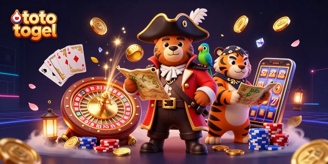 Experience thrilling toto togel action with a 3D cartoon pirate theme, featuring vibrant characters and casino elements.