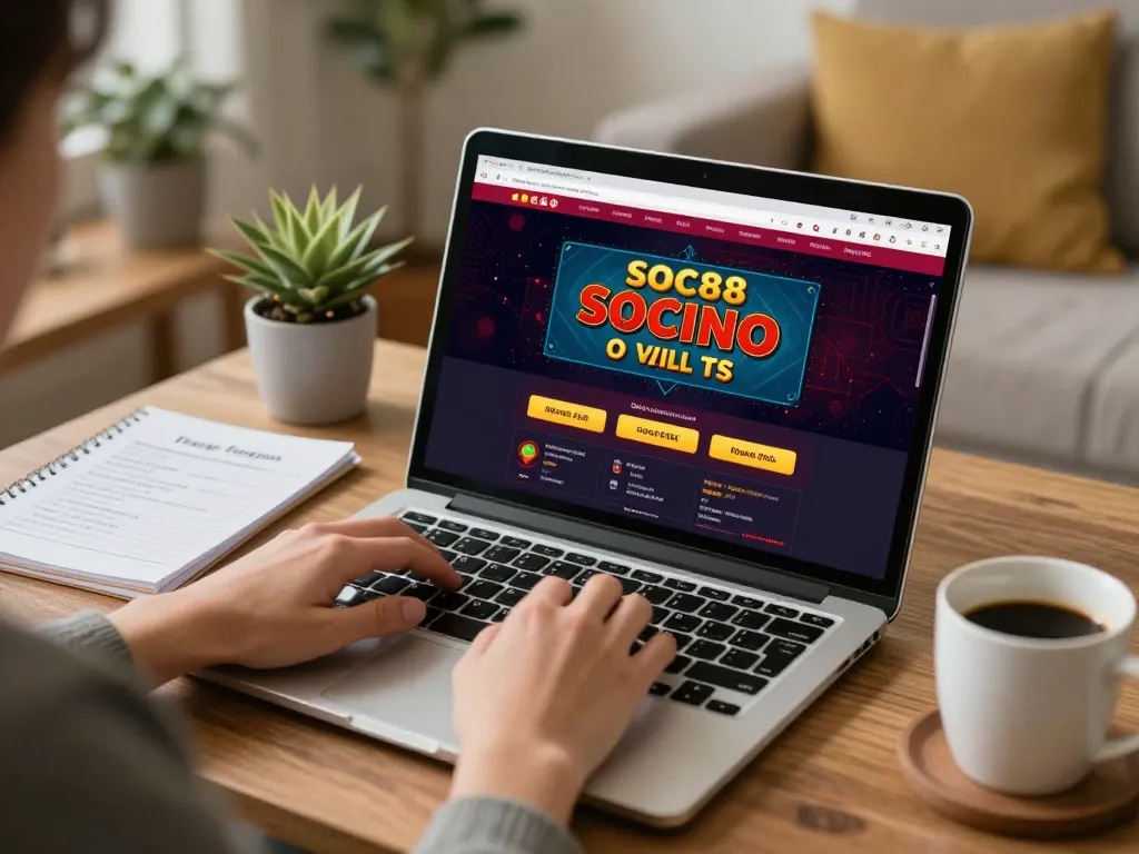 Player analyzing strategies on soc88 while enjoying online gaming in a cozy home setup