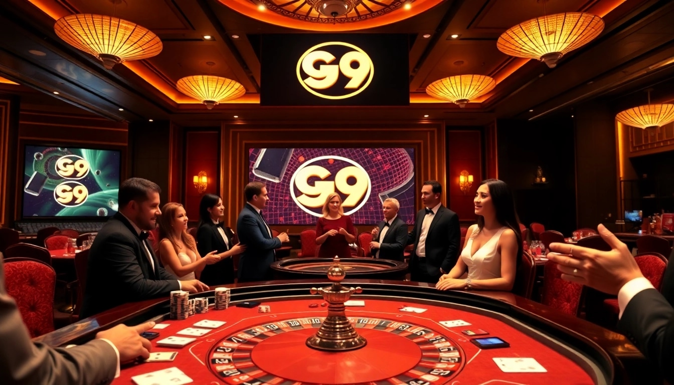 Players enjoying a thrilling casino game at Go 99 featuring a roulette wheel and poker table.
