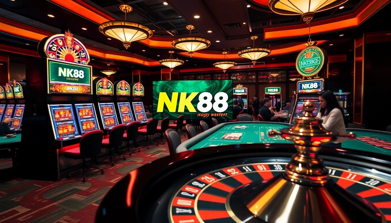 Experience excitement at NK88 with vibrant casino games and poker tables thriving in action.