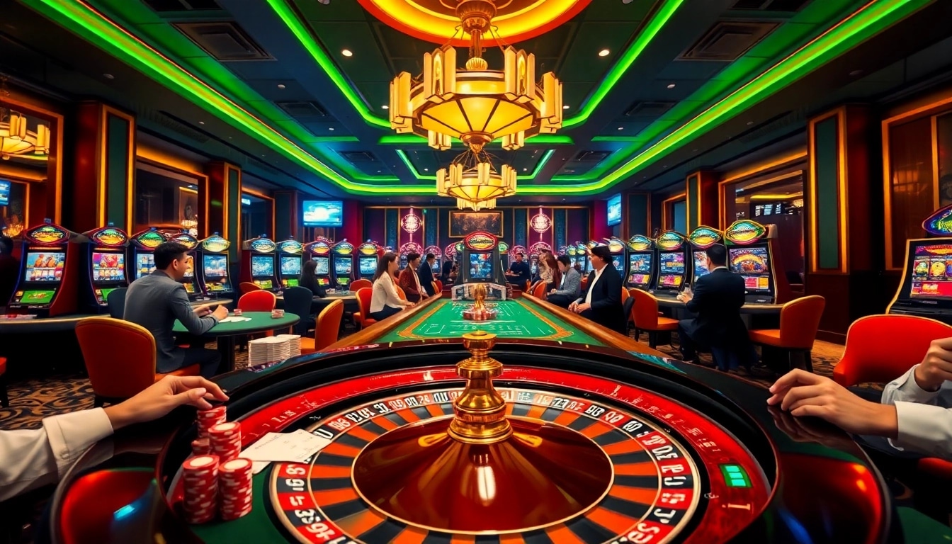 Experience high-stakes gambling excitement at HM88 with luxury casino tables and vibrant games.