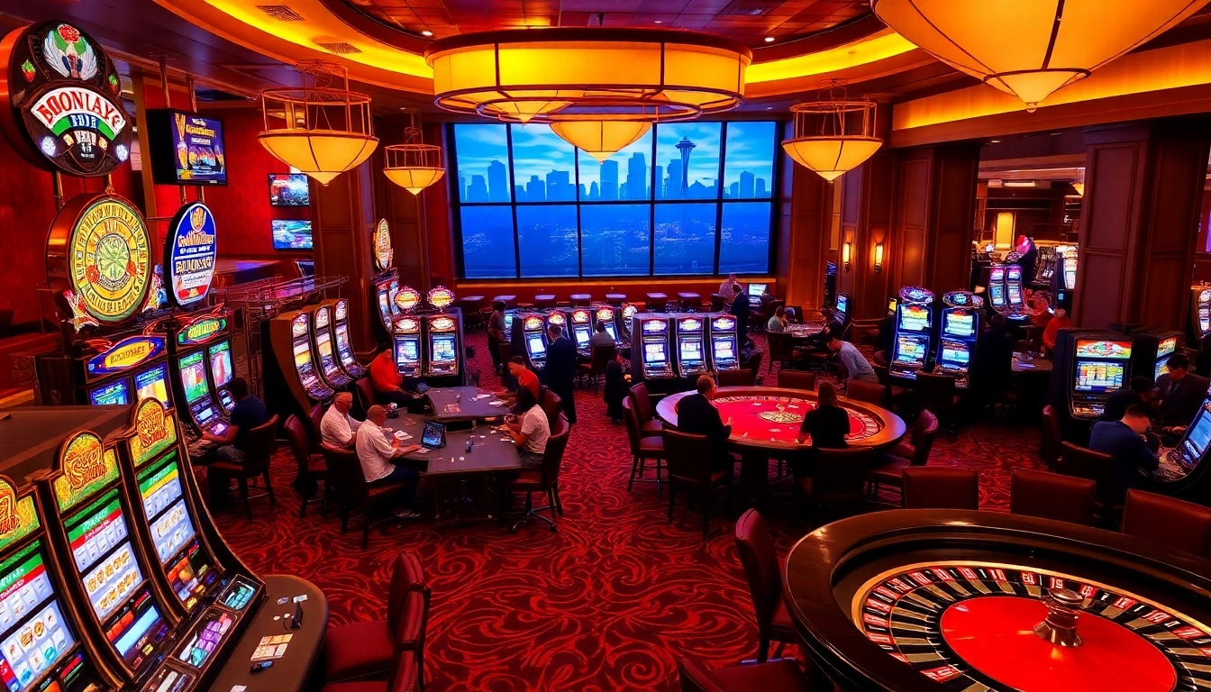 Experience the excitement of SODO with vibrant casino tables and guests enjoying thrilling games.