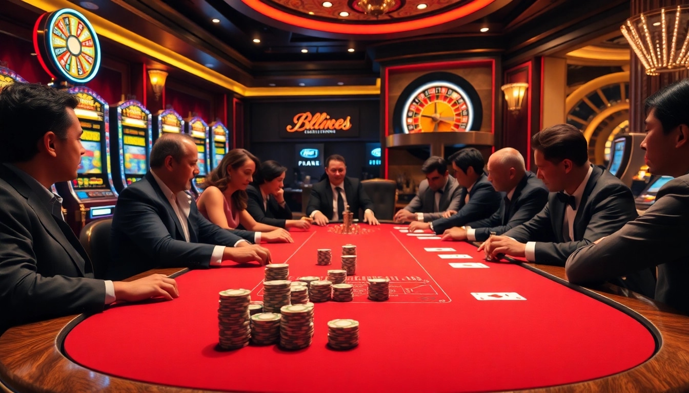 Exciting gambling scene at https://luck882.co.com/ with players engaging at a casino table.