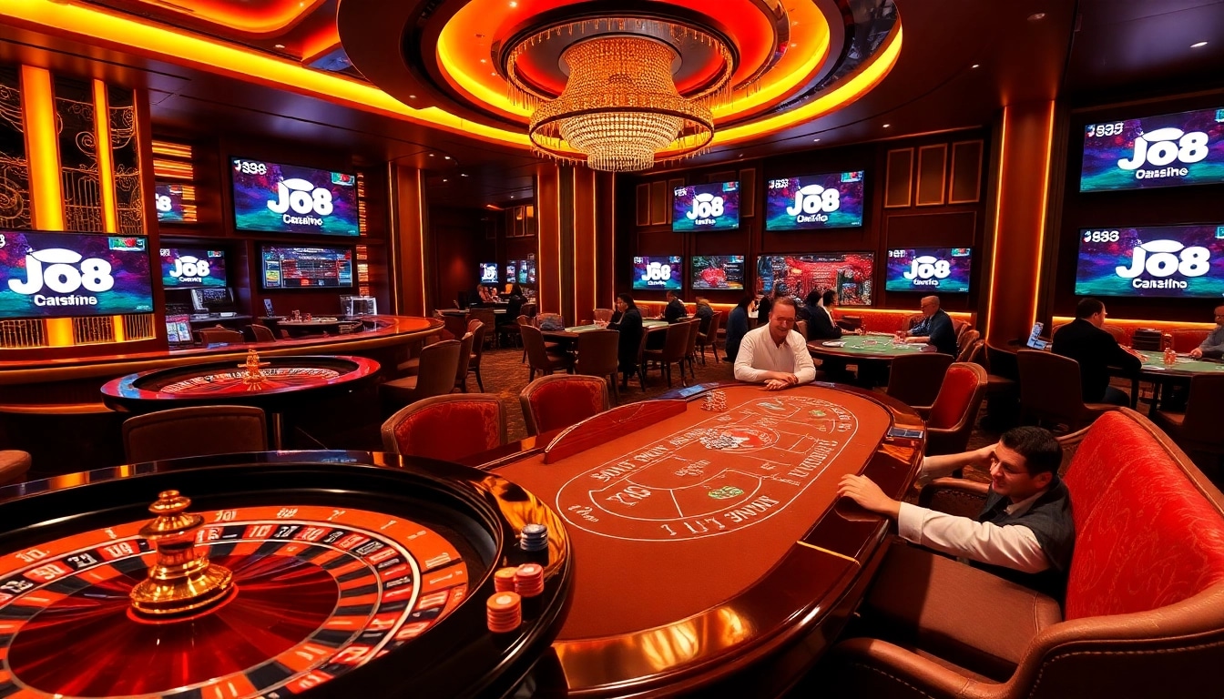 Experience thrilling gameplay at J 88 with luxurious casino tables and immersive gaming interfaces.