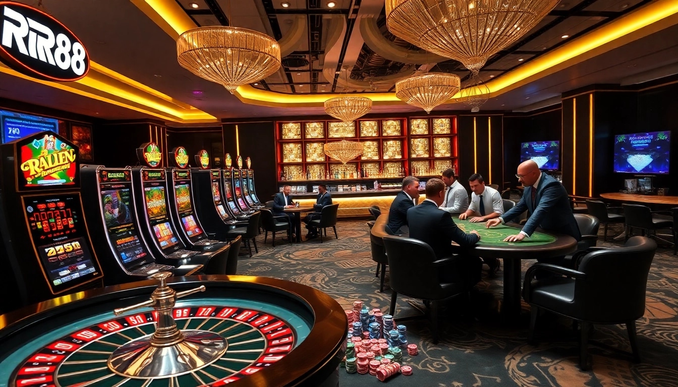 Experience the excitement of RR88 online gaming with luxurious casino visuals showcasing thrilling gameplay.