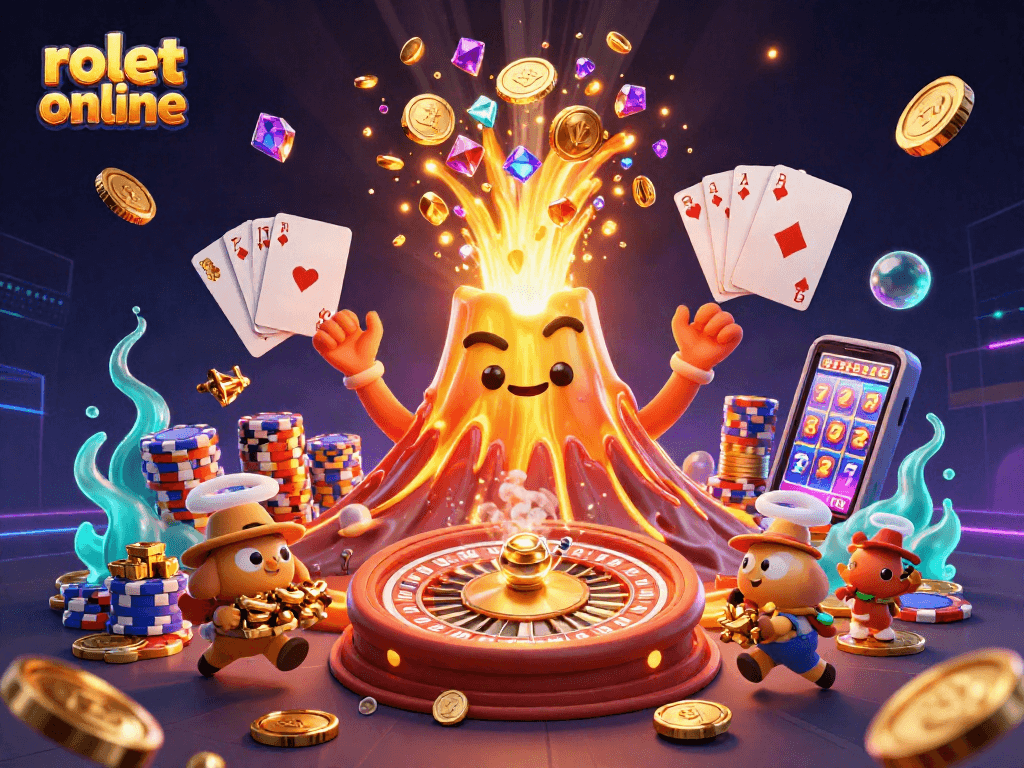 Engage with thrilling rolet online action featuring a triumphant golden volcano and treasure-filled explorers.