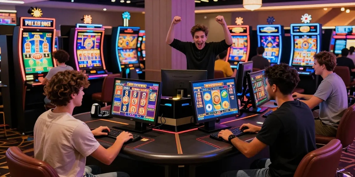 Excited players engaging with cocomaya bonus buy slots in a vibrant casino setting.