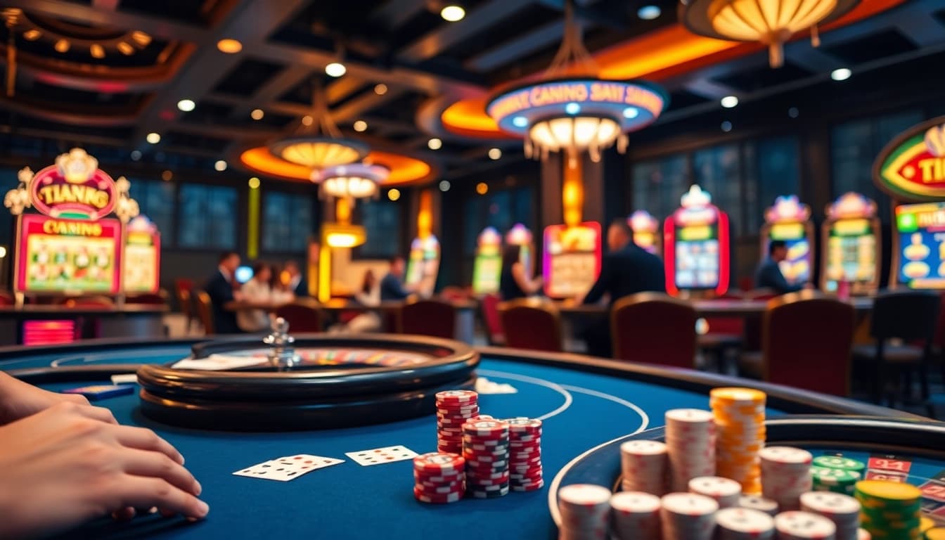 Trải nghiệm sự phấn khích của KO66 với người chơi chiến lược tại một bàn casino sôi động.