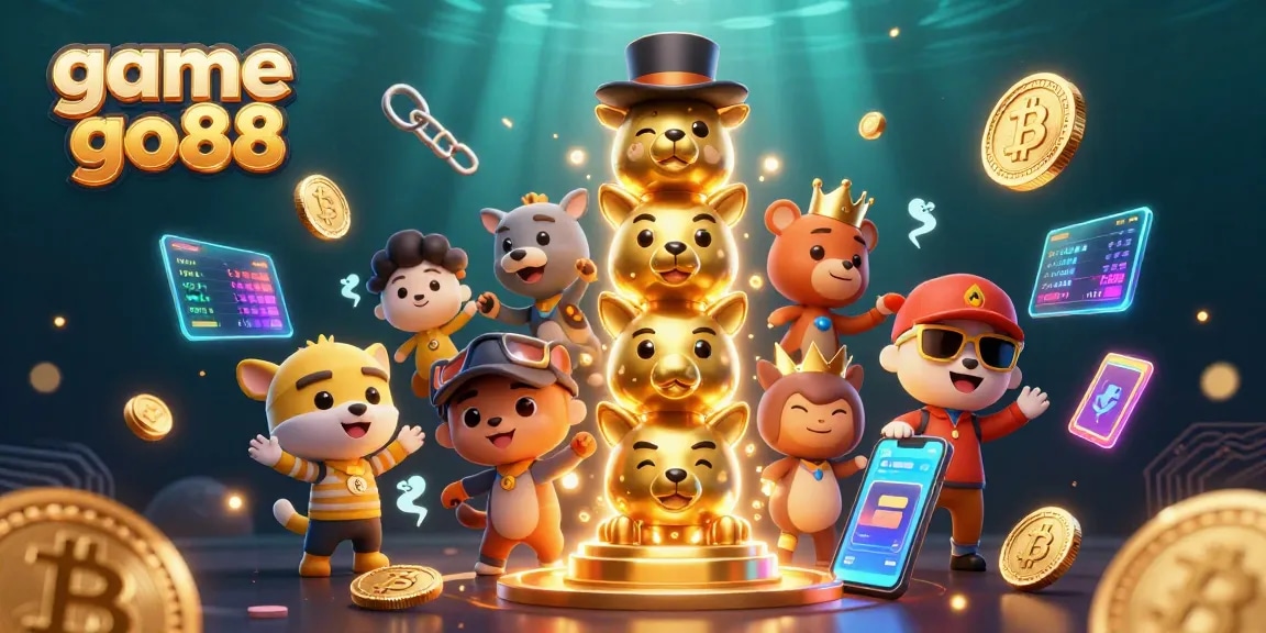 Experience the thrills of game go88 with a lively 3D illustration featuring dynamic casino elements.
