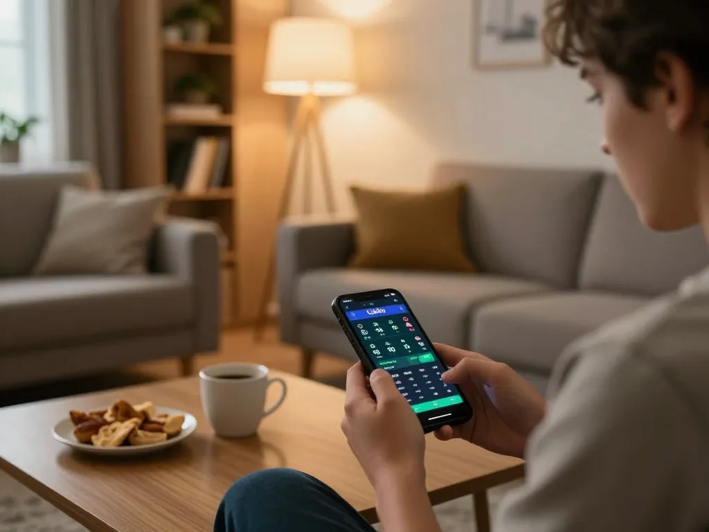 Cakhia app used for engaging sports betting in cozy home environment