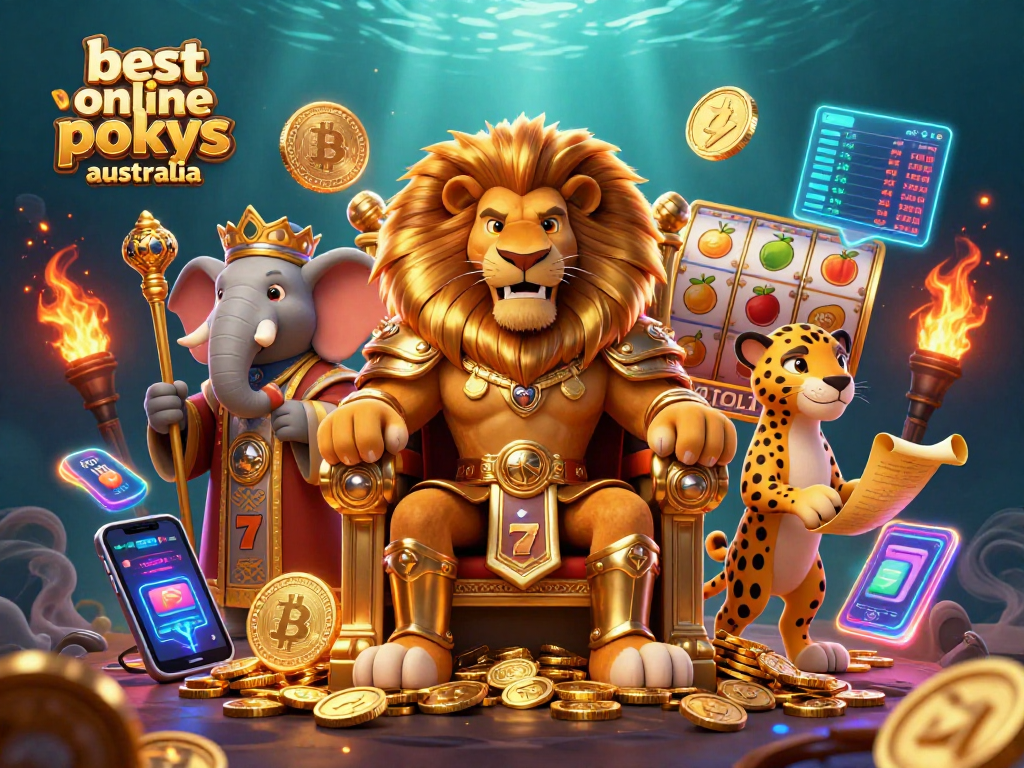 Spin to win with the best online pokies Australia; featuring vibrant slots, jackpots, and animated characters.