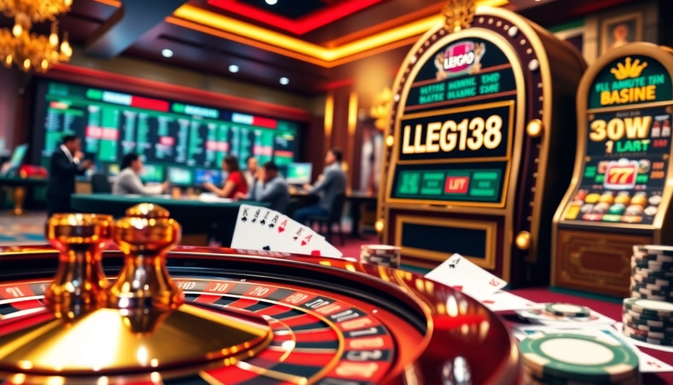 Experience thrilling gaming with LEGO138 at the prestigious casino tables, showcasing poker chips and cards.