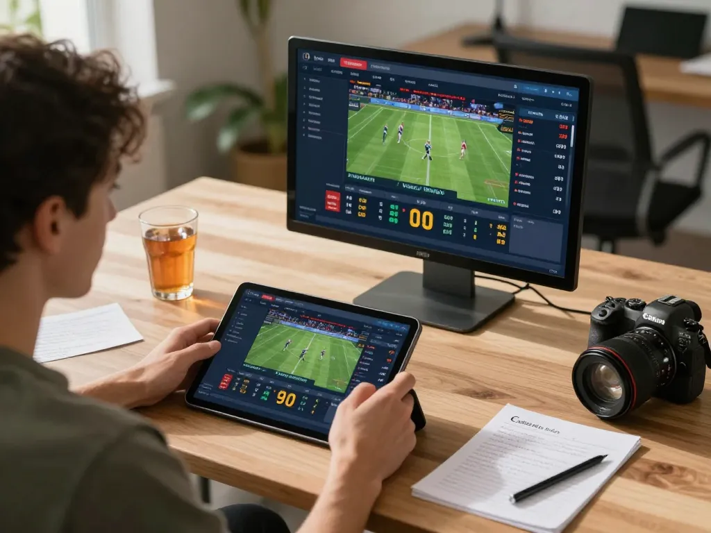 Engaged user placing sports bets on tablet, highlighting tg88 sports wagering strategy at home desk.