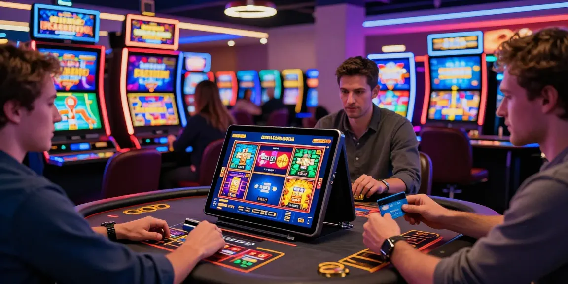 Players enjoying credit card casinos with vibrant games and rewards atmosphere