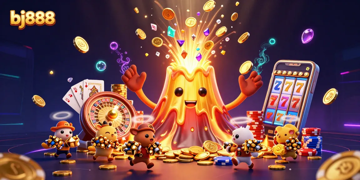 Experience thrilling gameplay at bj888 with a vibrant scene of treasures and lively casino action.