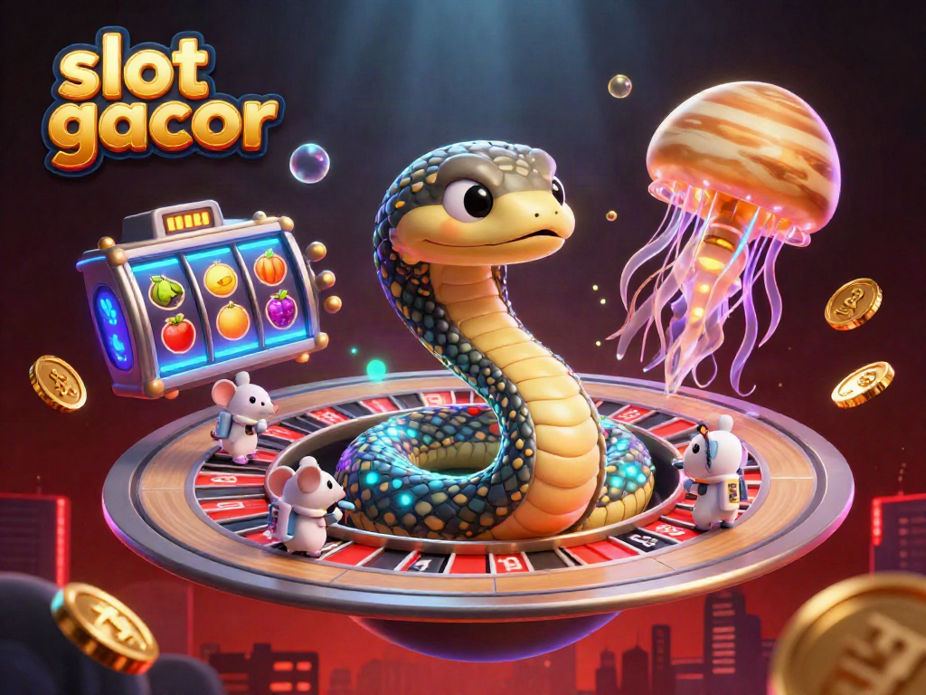 Slot gacor ditampilkan dengan ular Saturnus yang berputar di planet sambil memberikan keseruan bermain yang memikat.