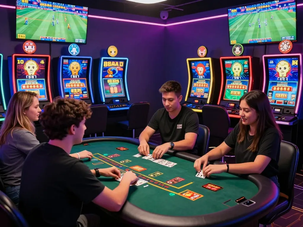 Players enjoying games on 88aa com in a vibrant online environment with neon lights and celebrations.