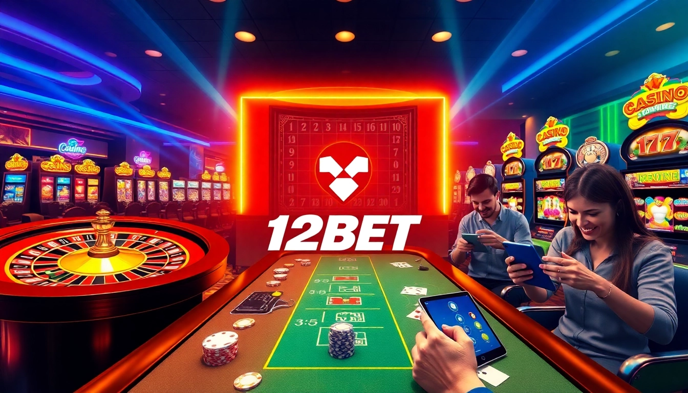 Experience thrilling online gambling at 12BET with an engaging casino visual.