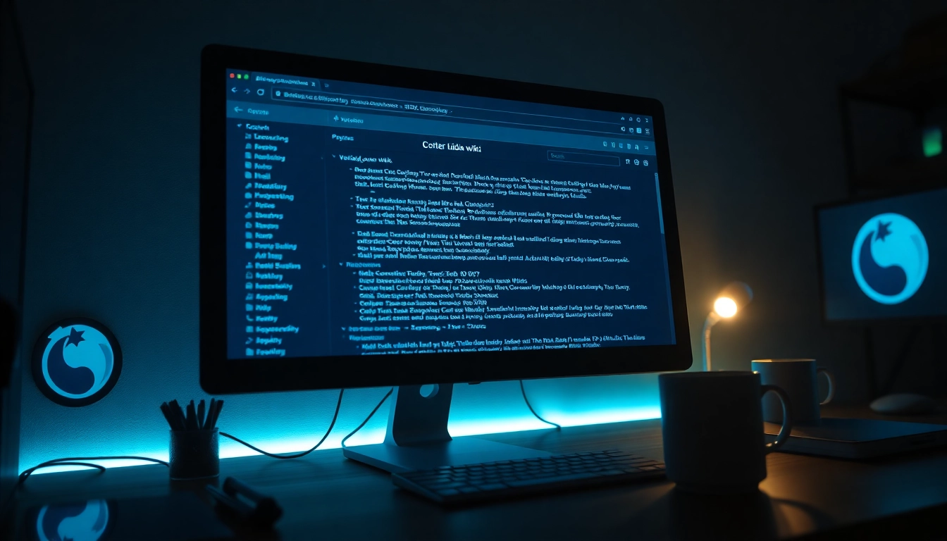 Explore the hidden wiki directory showcasing .onion links with cybersecurity elements.