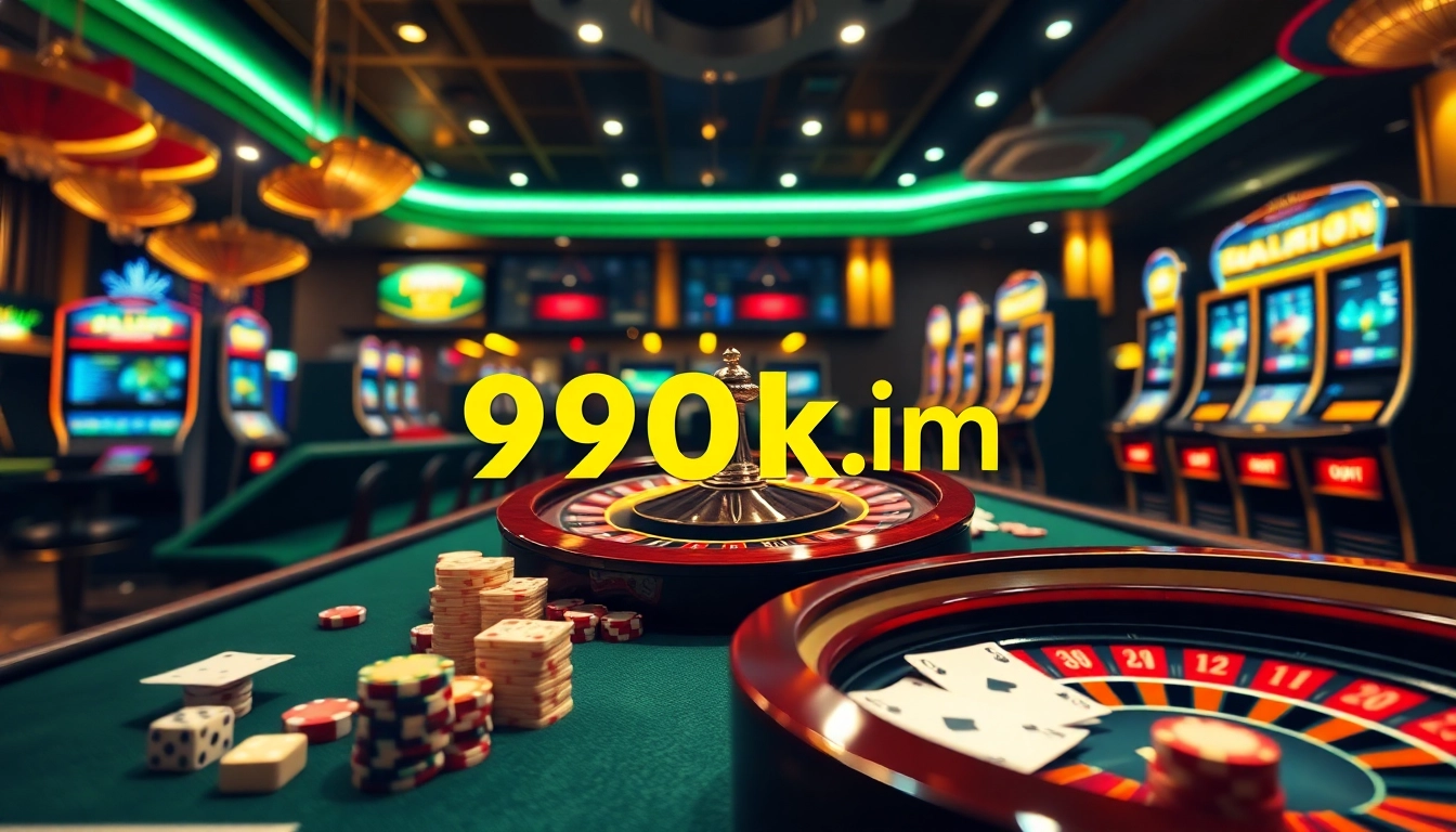 Engage with online gambling on 99ok.co.im, showcasing thrilling casino excitement with slot machines and betting action.