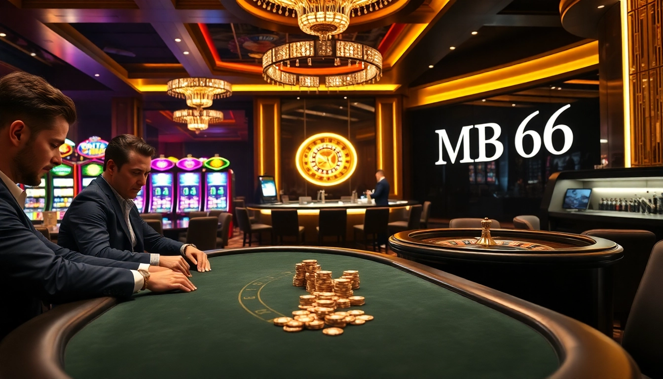 Experience high-stakes poker action with MB66 at an upscale casino.