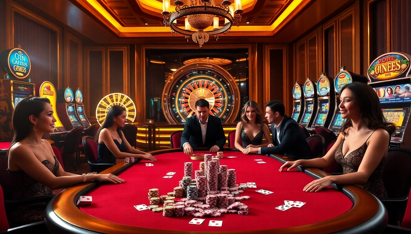 Experience thrilling poker games at Co88's lively casino scene with vibrant chips and cards.