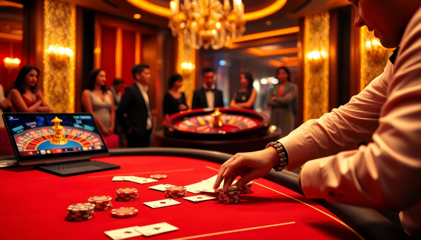 Engage with the high-stakes action at Link OK9's lavish casino table environment.