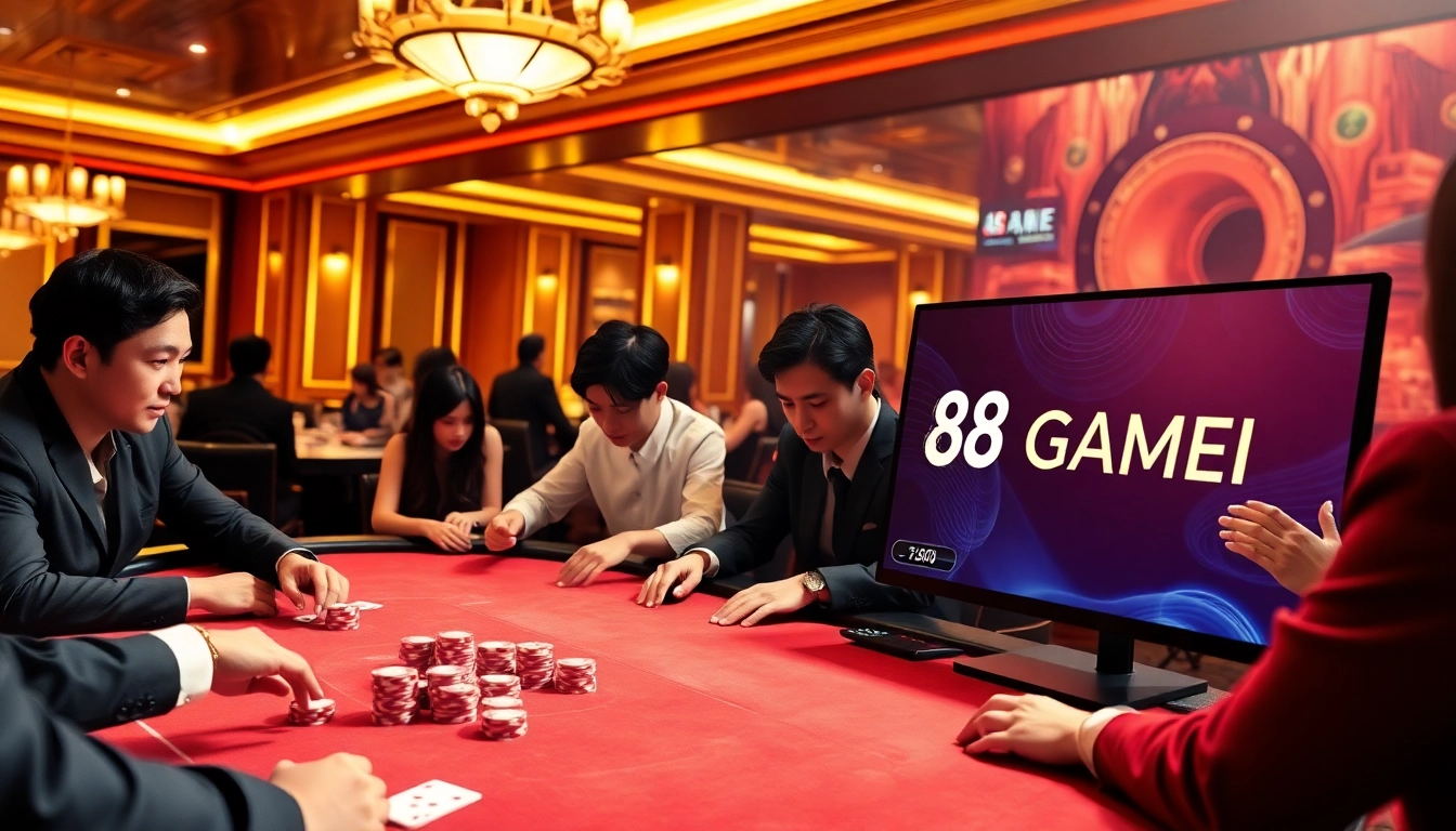 Experience high-stakes gaming at 68 Game Bài casino with vibrant tables and excited players.