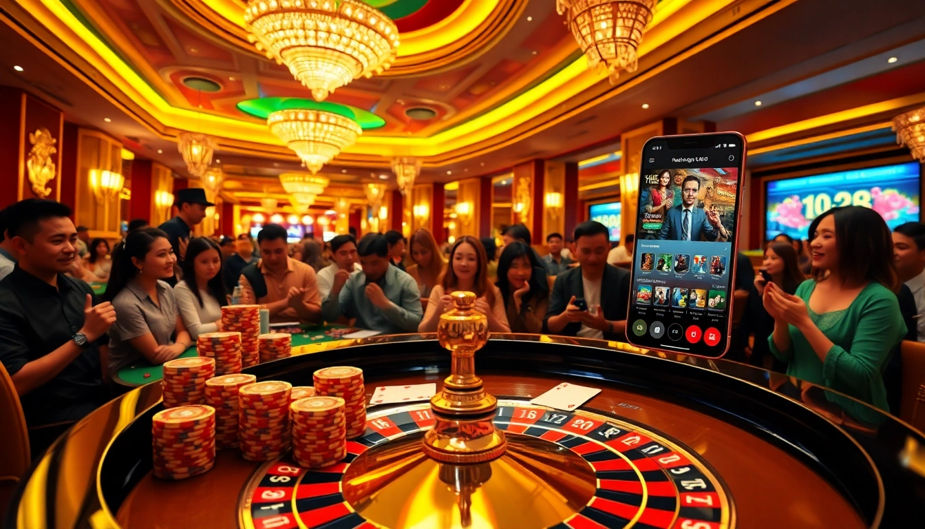 Gamblers enjoying a thrilling game at NK88's luxurious casino table.