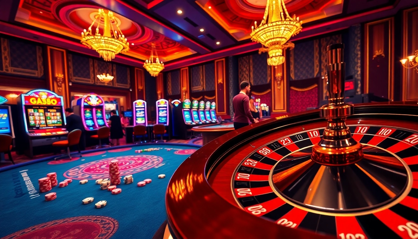 Experience the thrill of online gambling with qh88, featuring vibrant casino elements like tables and slots.
