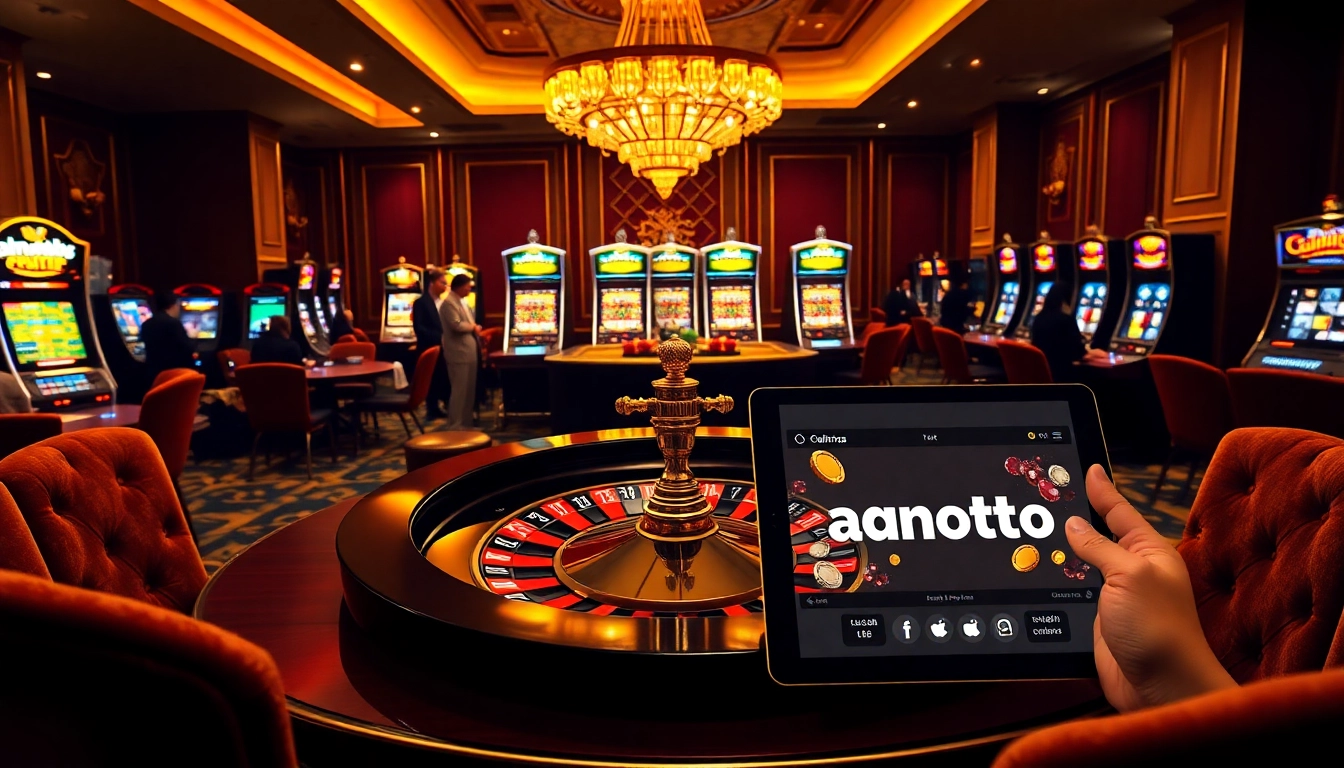 Experience high-stakes excitement with amanahtoto at a vibrant casino scene with roulette and players.