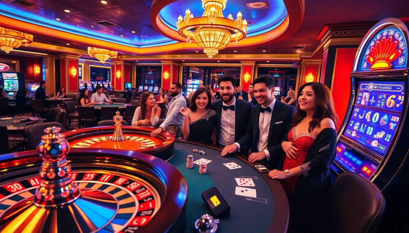 Players enjoying a thrilling game at a luxurious casino, inspired by https://789win1.black.