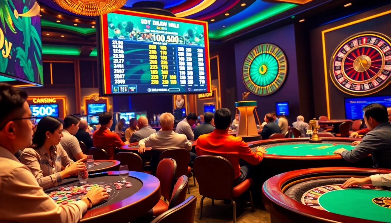 Watch the live draw sdy hari ini results unfold in an exciting casino environment with engaging players.
