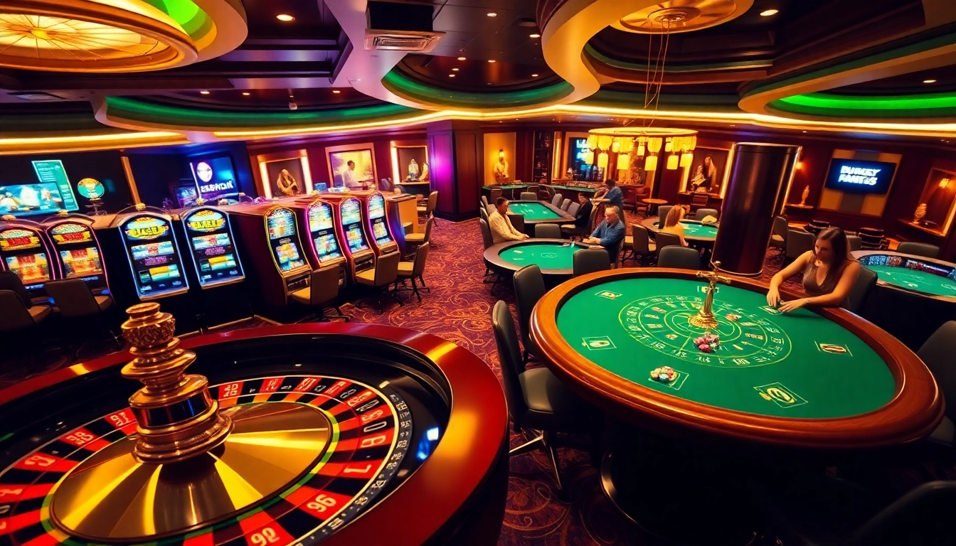 Engaging scene of luxury casino gaming at https://xin88ac.app/ featuring roulette and poker tables.