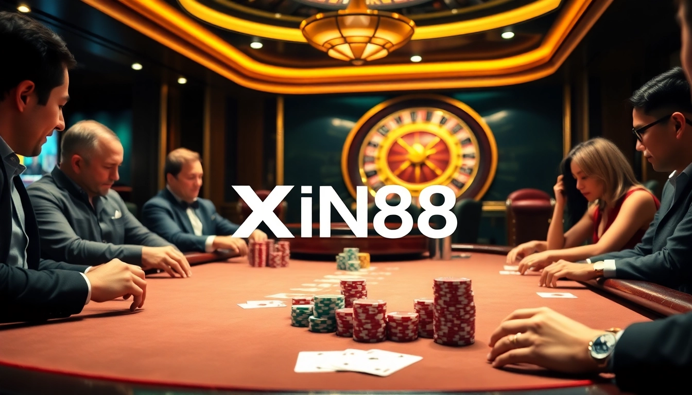 Experience thrilling gameplay at Xin88 with colorful poker chips and an inviting casino atmosphere.