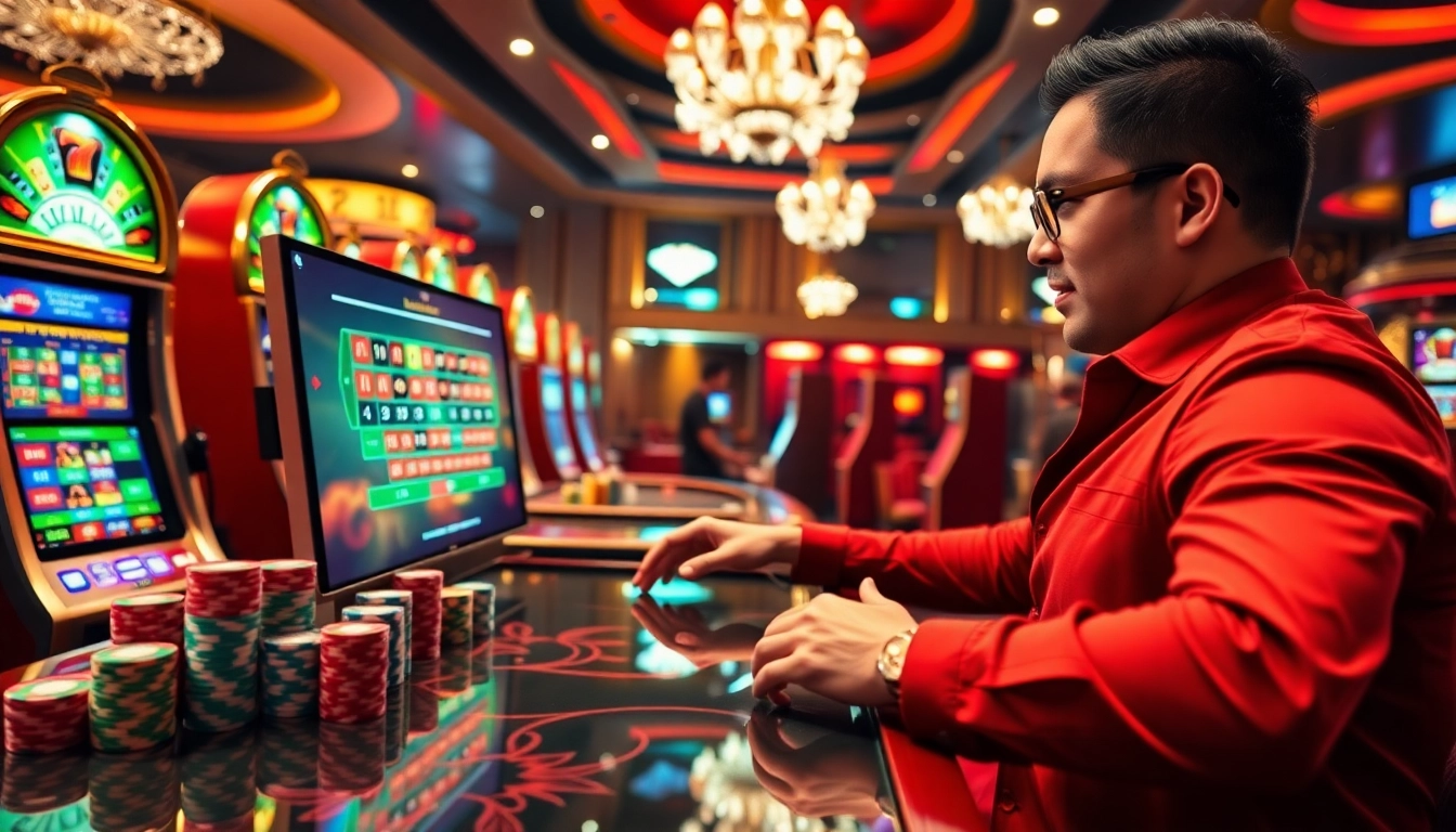 Engage with 8kbet đăng nhập while playing vibrant casino games at a luxurious online gambling table.