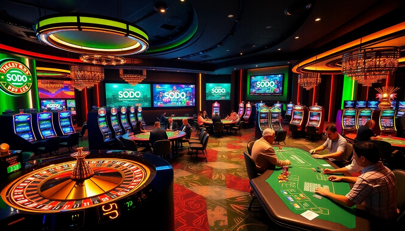 SODO casino game table with enthusiastic players enjoying high-stakes excitement.